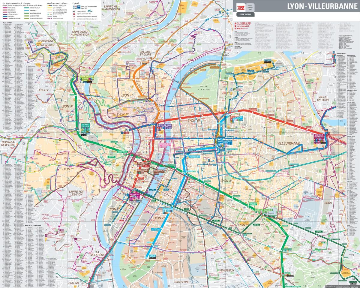 ल्यों फ्रांस में बस के नक्शे
