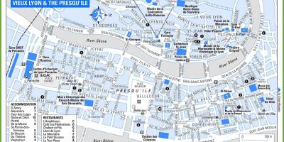 मानचित्र के पुराने शहर ल्यों फ्रांस