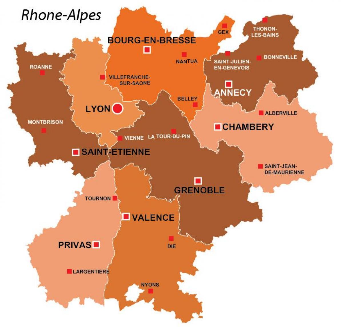 ल्यों क्षेत्र फ्रांस का नक्शा