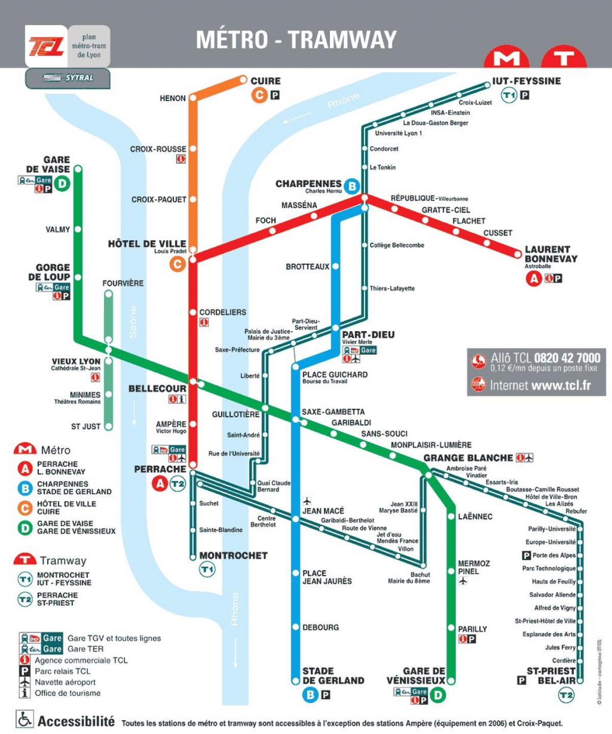 ल्यों मेट्रो का नक्शा 2016