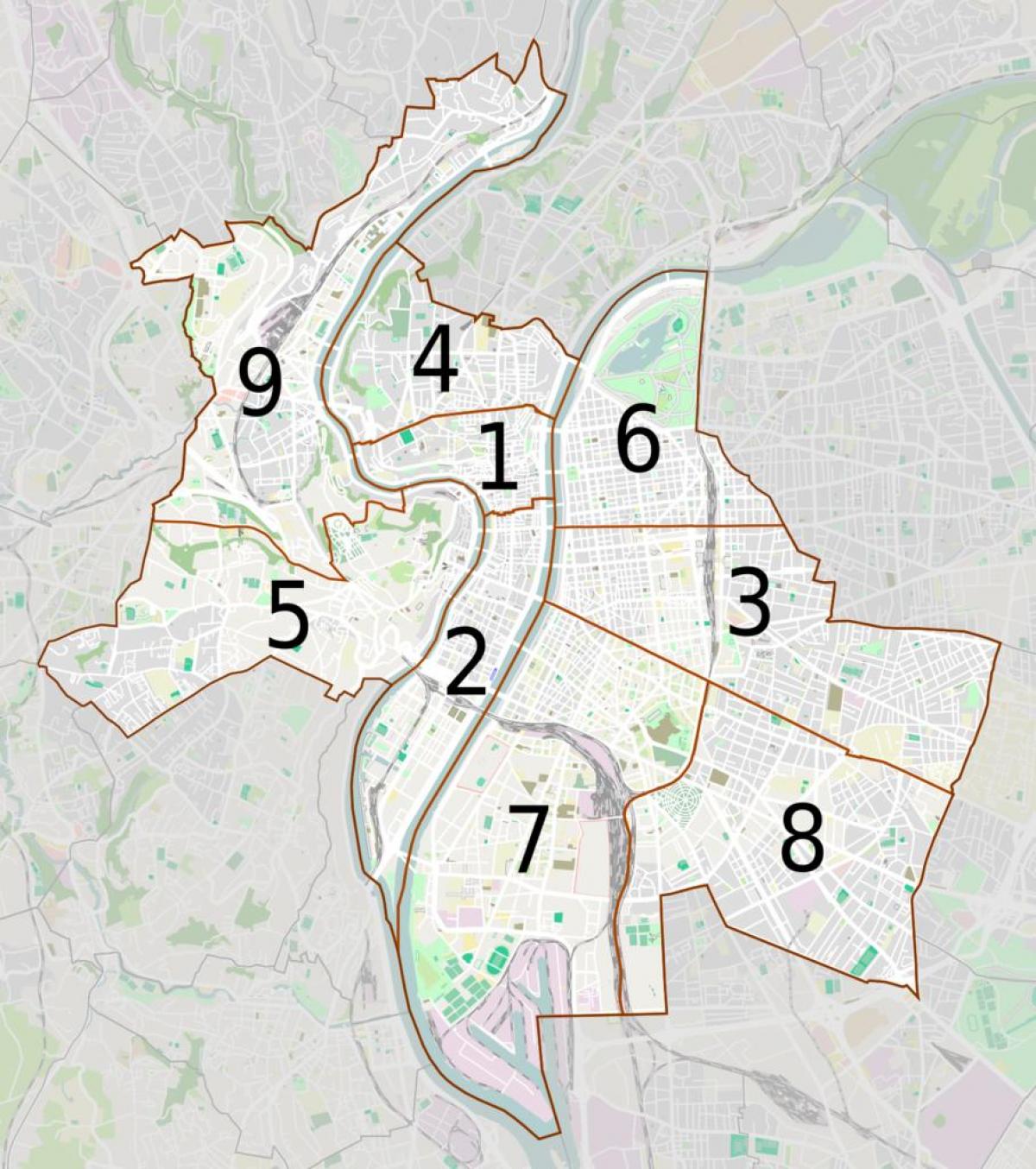 नक्शे के ल्यों arrondissements