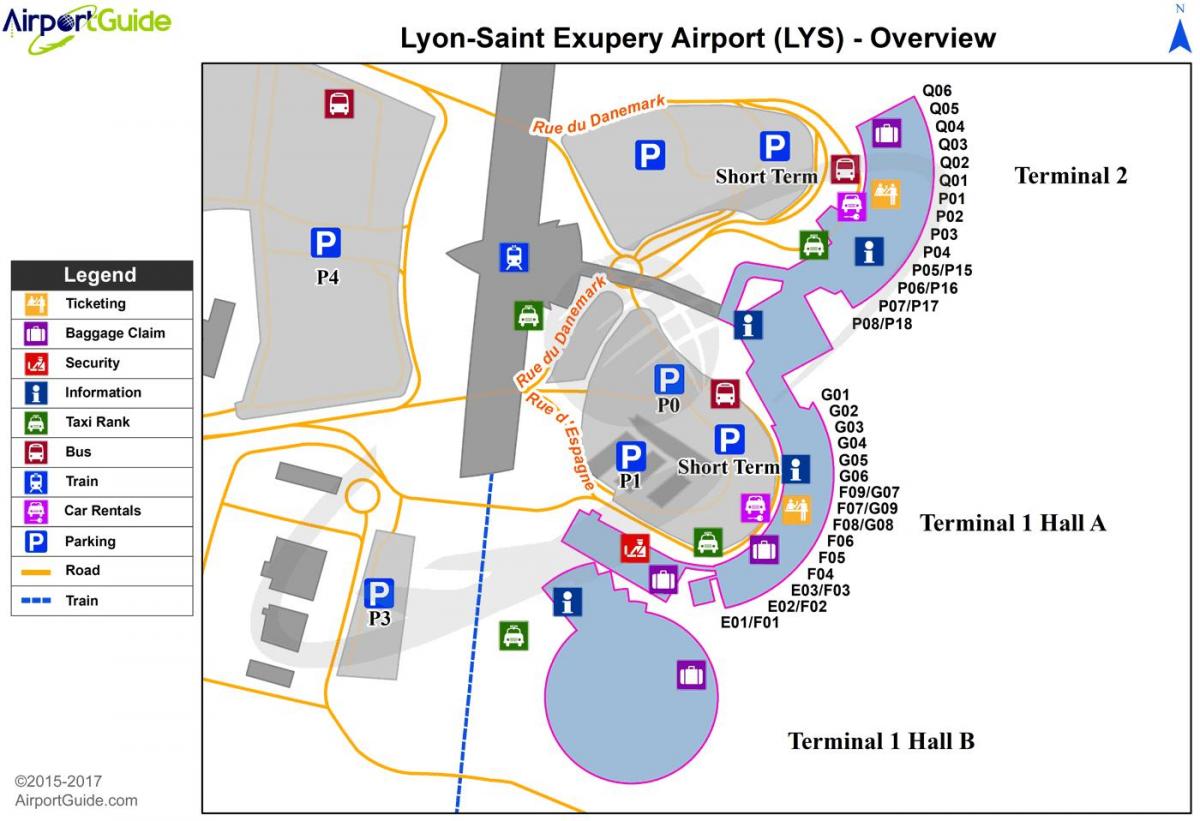 ल्यों फ्रांस के हवाई अड्डे का नक्शा