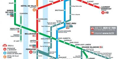 ल्यों फ्रांस मेट्रो का नक्शा